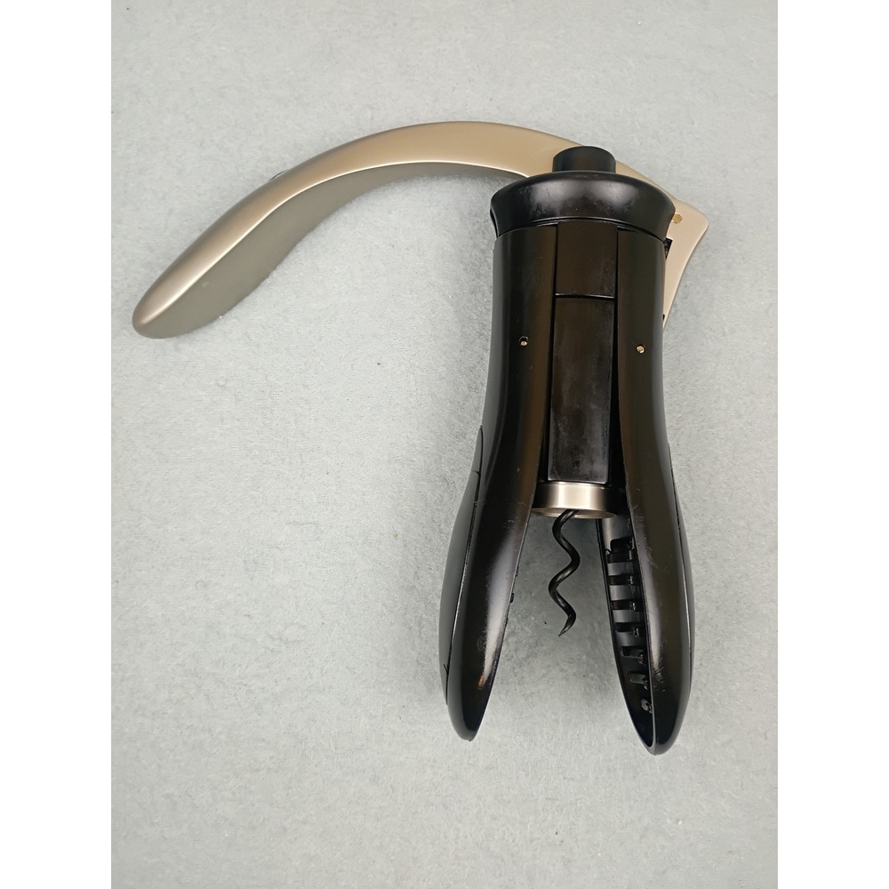 Turning Leaf Lever Style Wine Bottle Opener Corkscrew Black and Gold